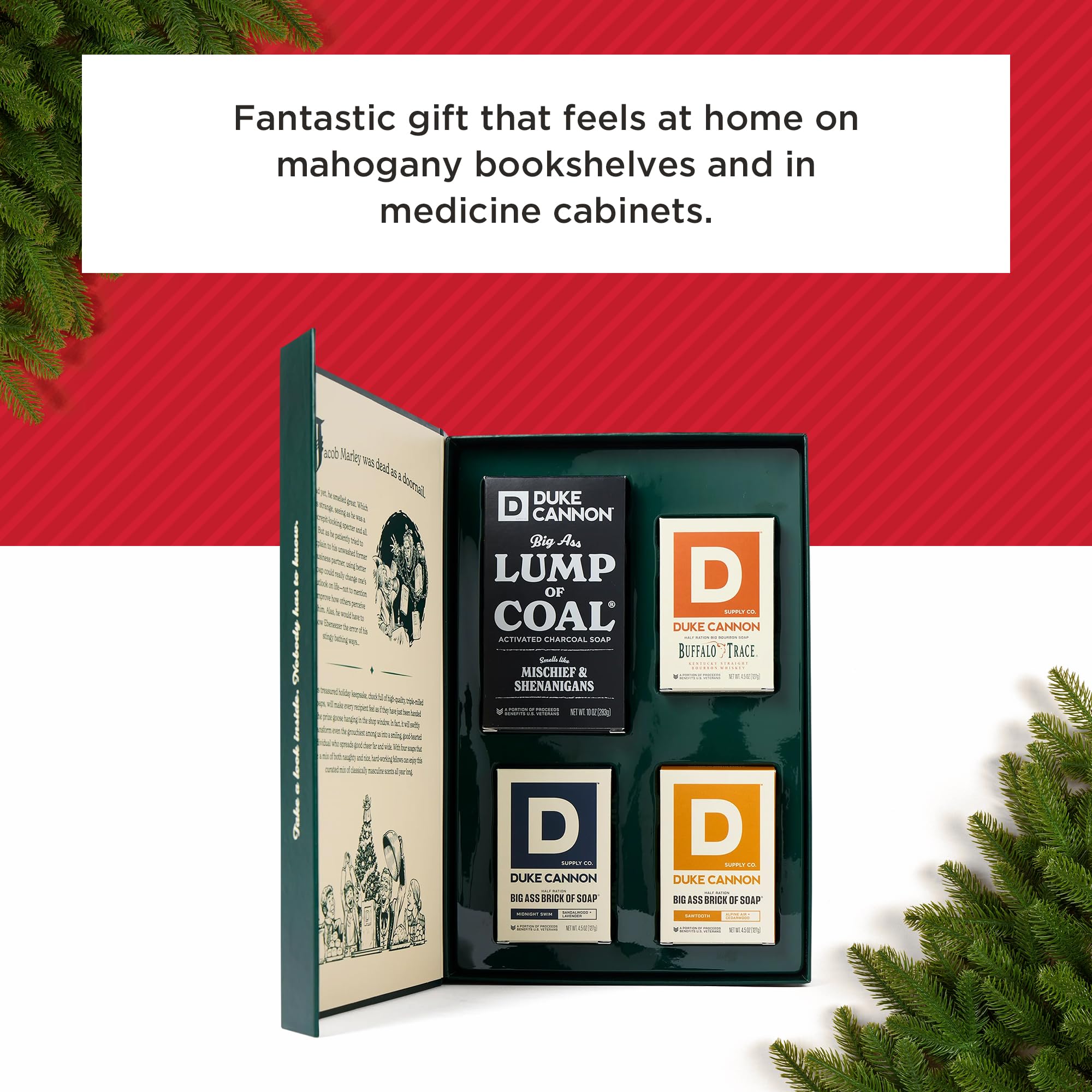 Duke Cannon Holiday Gift Set packaging showing a complete masculine grooming gift.