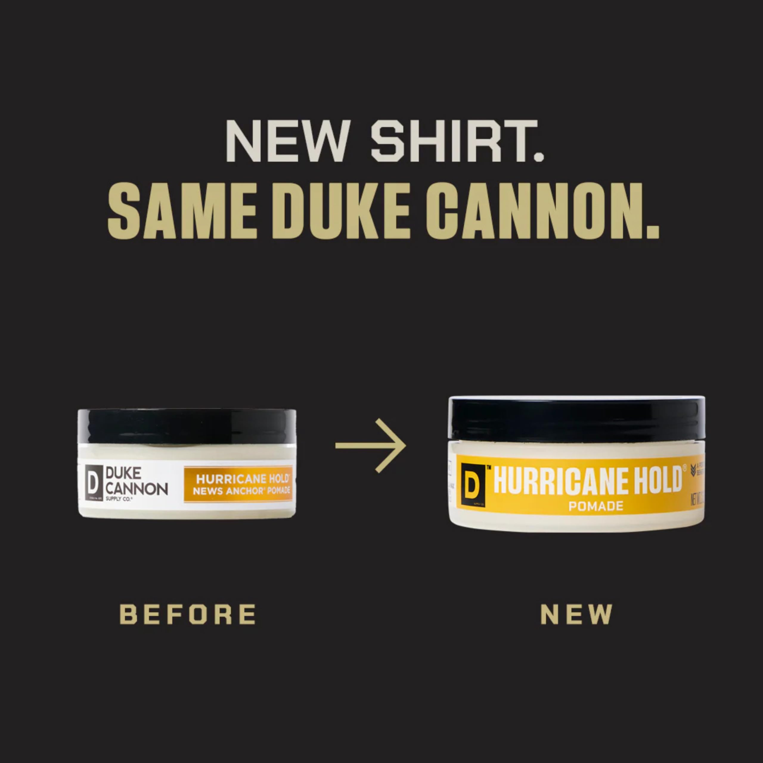 Duke Cannon Hurricane Hold Pomade on styled hair shows strong, flexible hold.