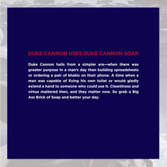 Duke Cannon made-in-USA bar soap showcases craftsmanship and quality.