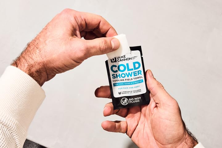 Duke Cannon menthol cooling closeup highlights refreshing skin feel after exertion.