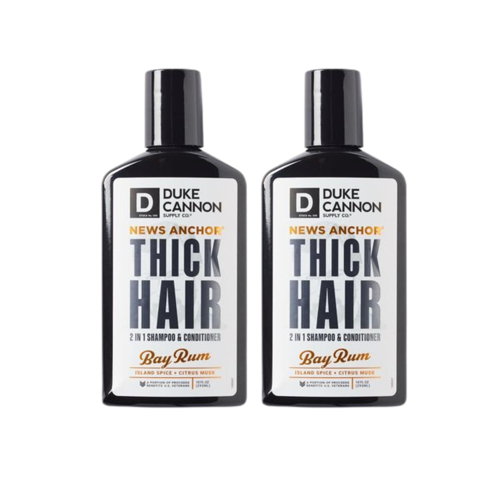 Duke Cannon News Anchor 2-in-1 bottle bay rum shows refreshing cleanse ideal for daily grooming.