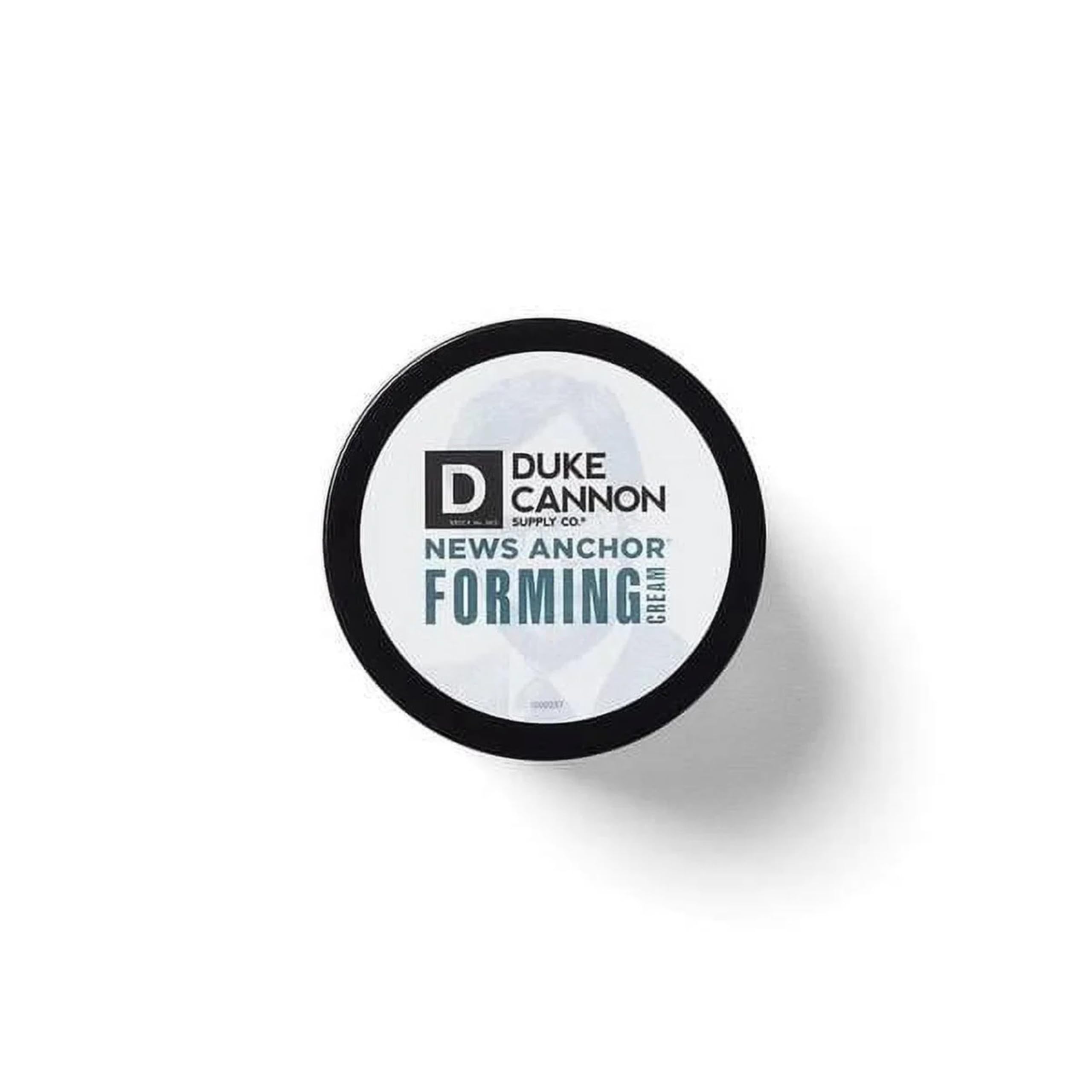 Duke Cannon News Anchor Forming Cream label highlights matte finish option.