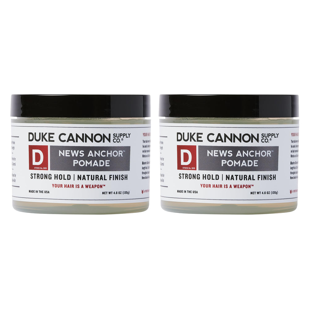 Duke Cannon News Anchor Pomade hair-styling look with natural matte finish.