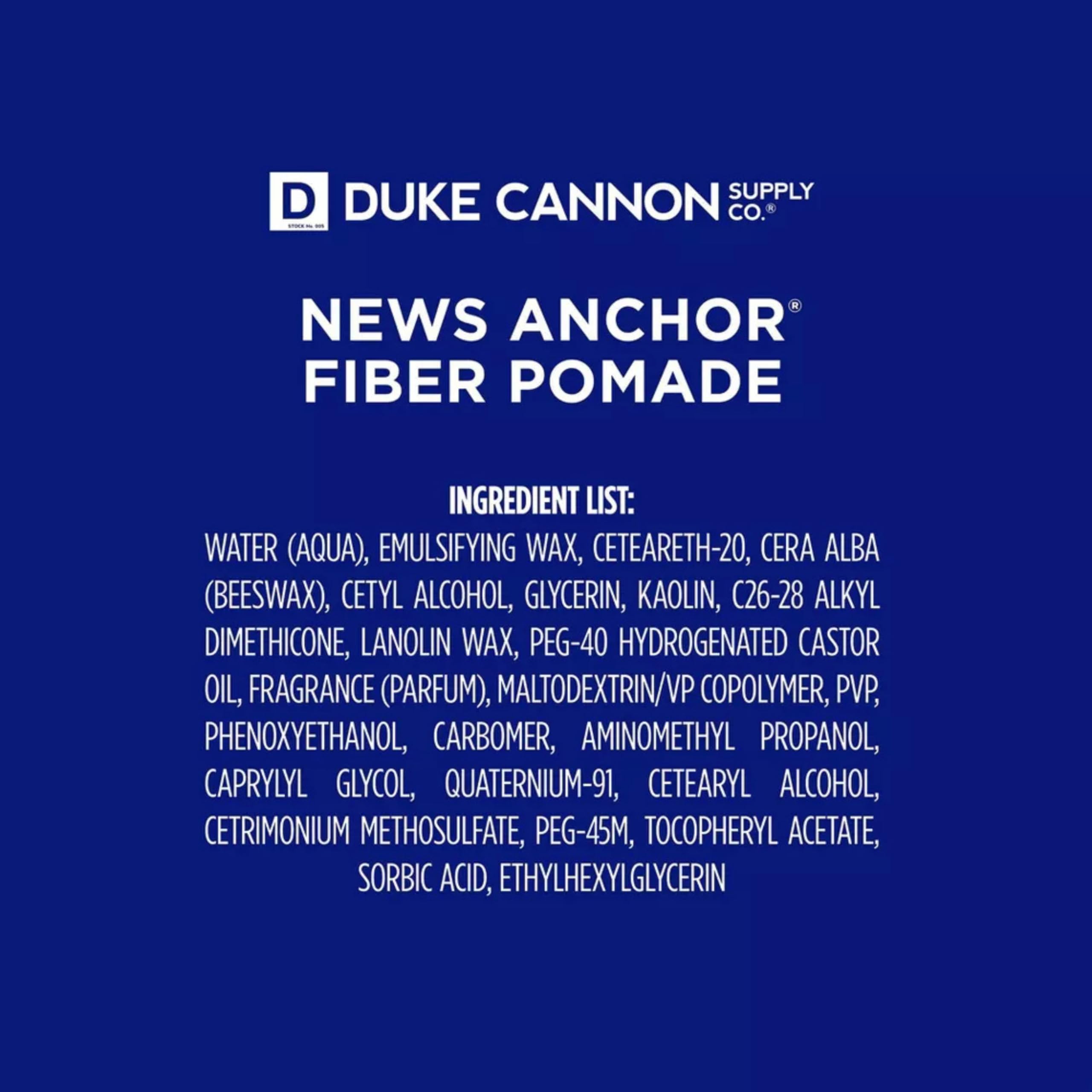 Duke Cannon News Anchor Pomade matte finish on crafted hair for natural look