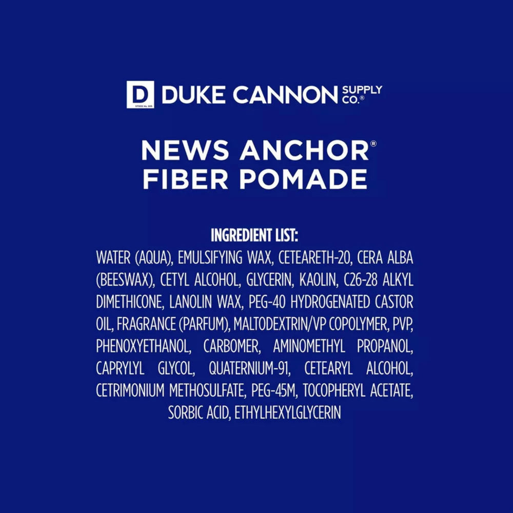 Duke Cannon News Anchor Pomade matte finish on crafted hair for natural look