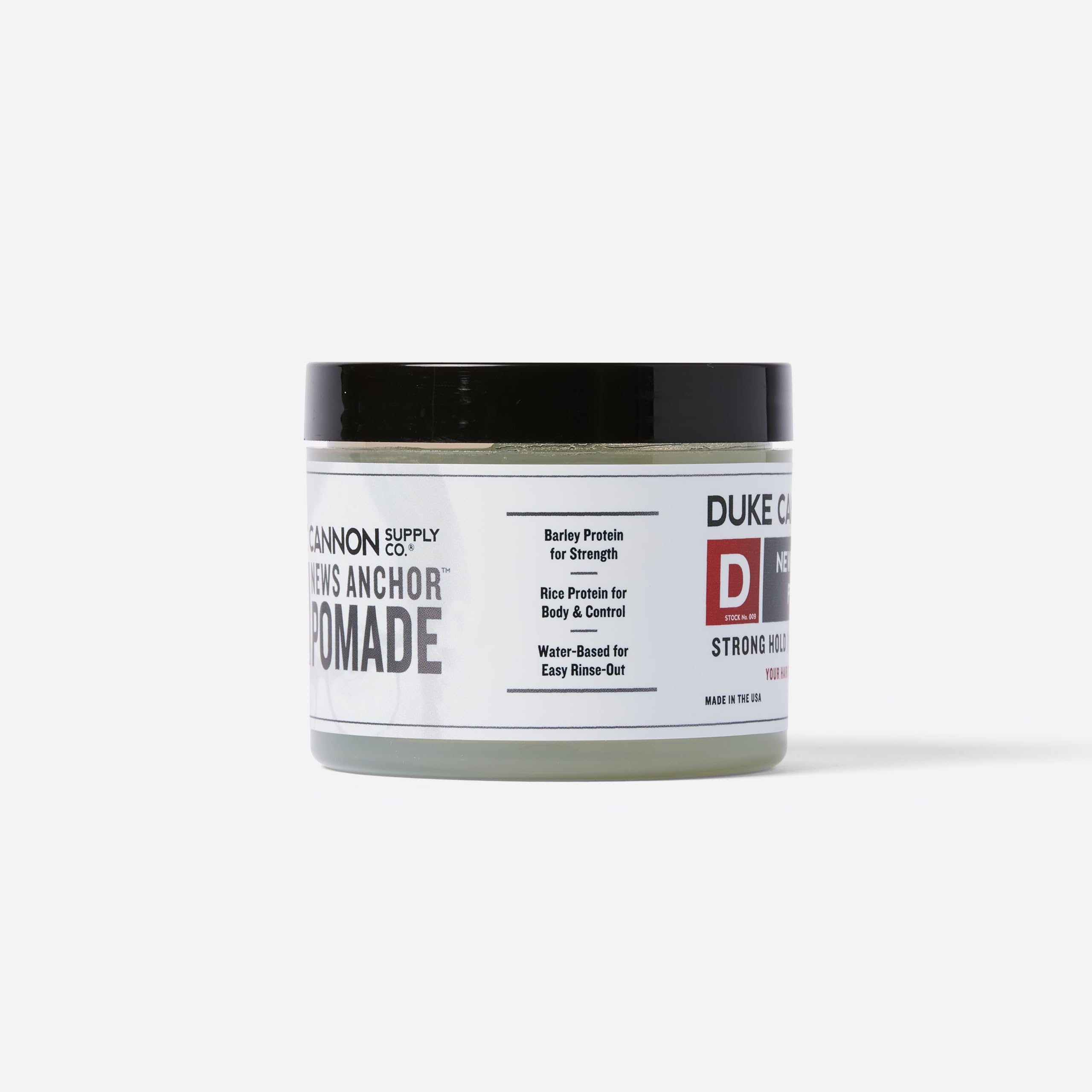 Duke Cannon News Anchor Pomade protein-enriched care while you style.