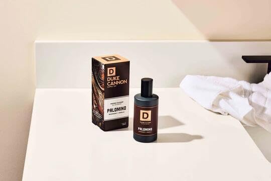 Duke Cannon Proper Cologne Palomino application scene hints long lasting scent.