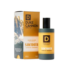 Duke Cannon Proper Cologne Sawtooth bottle close-up for daily confidence.