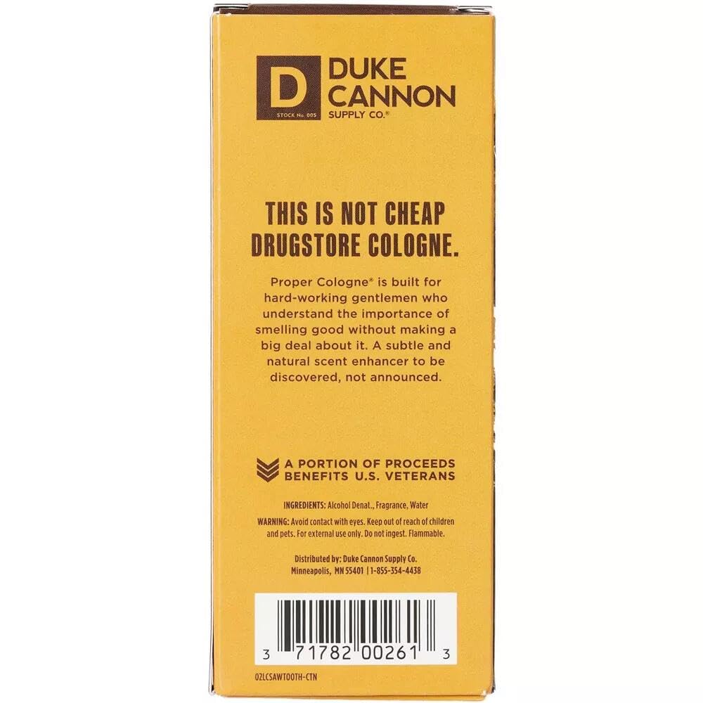 Duke Cannon Proper Cologne Sawtooth outdoor-adventure image suggests rugged mountain vibe.