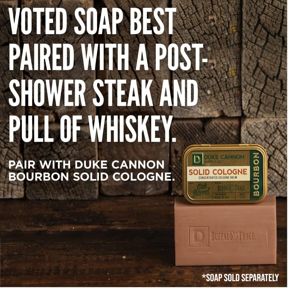 Duke Cannon Bourbon woodsy scent evokes rugged outdoor moments in daily life.