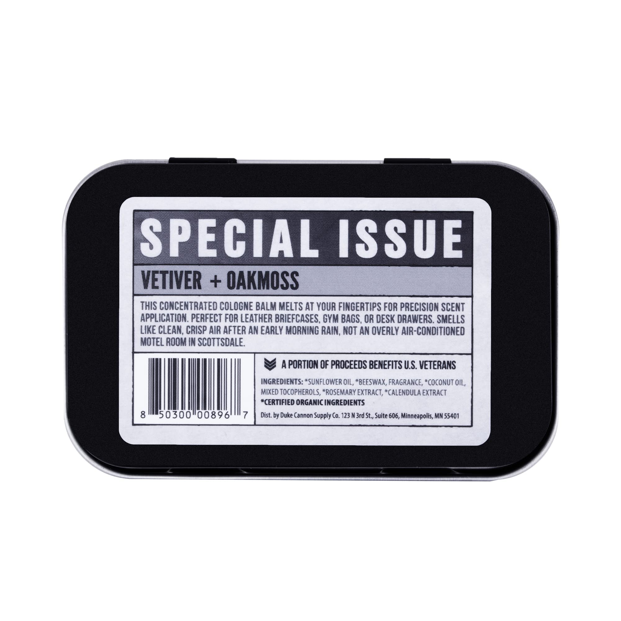 Duke Cannon travel tin 1.5oz enables multiple daily applications.