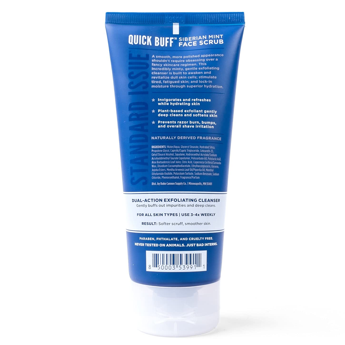 Duke Cannon Supply Co cruelty-free label packaging highlighting ethical choice