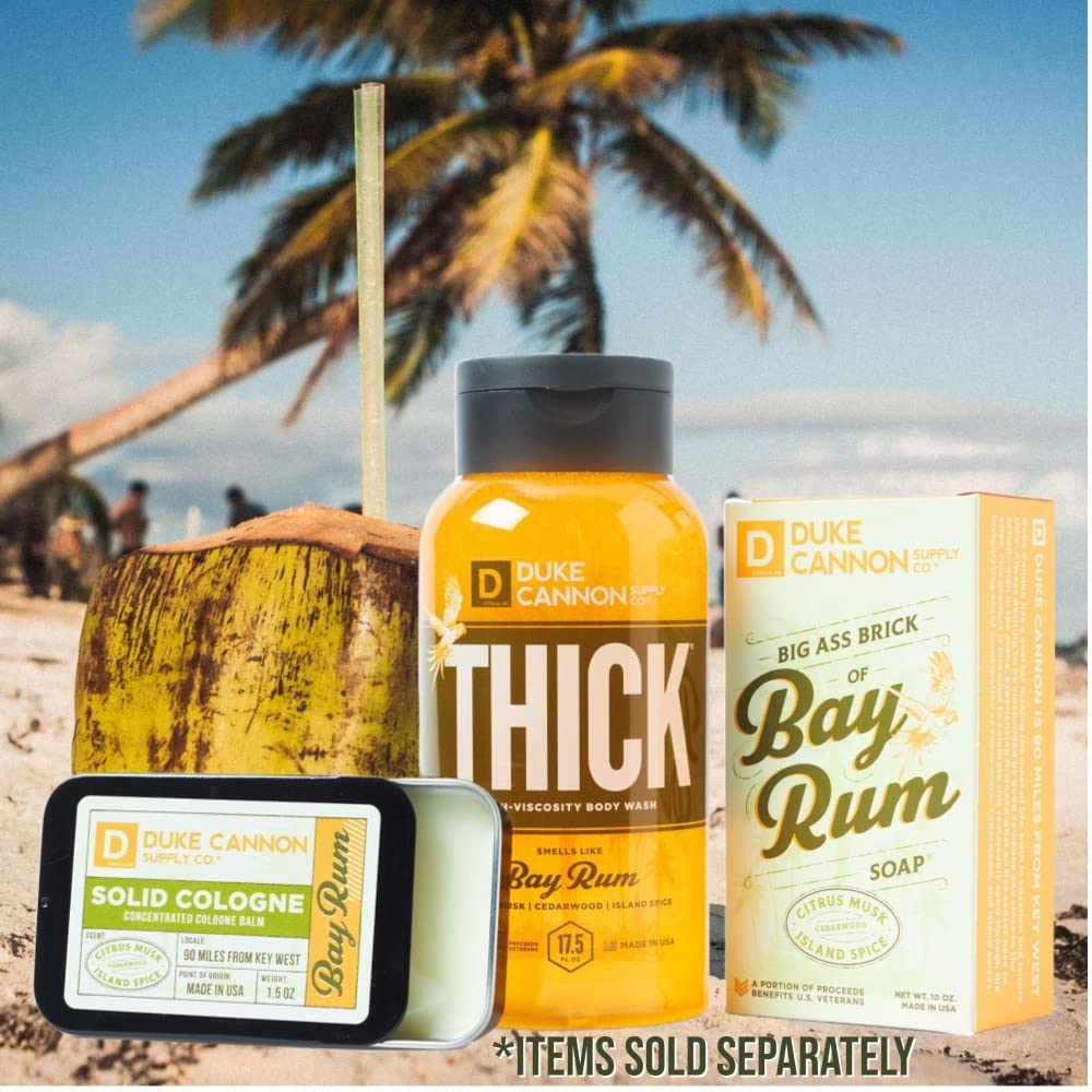 Duke Cannon Supply Co. Bay Rum melt on finger showing easy dab.