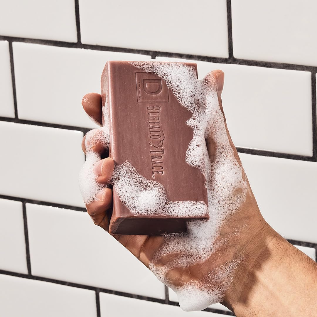 Duke Cannon Tactical Scrubber bourbon-infused soap with oak notes.