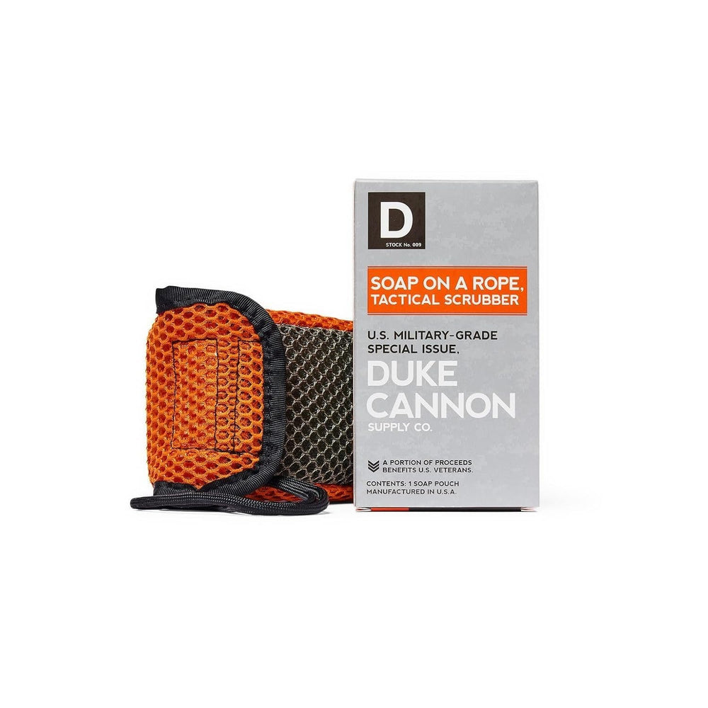 Duke Cannon Tactical Scrubber Soap Pouch with coarse mesh for effective scrubbing.