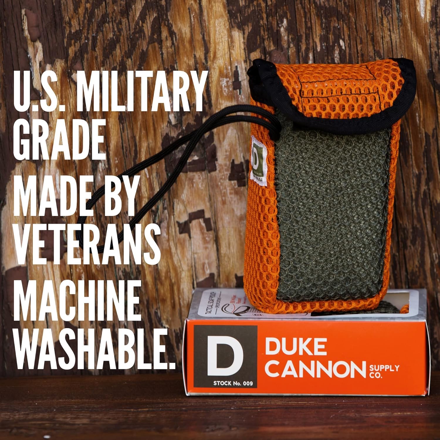 Duke Cannon Tactical Scrubber Soap Pouch Soap-On-A-Rope design for easy access.