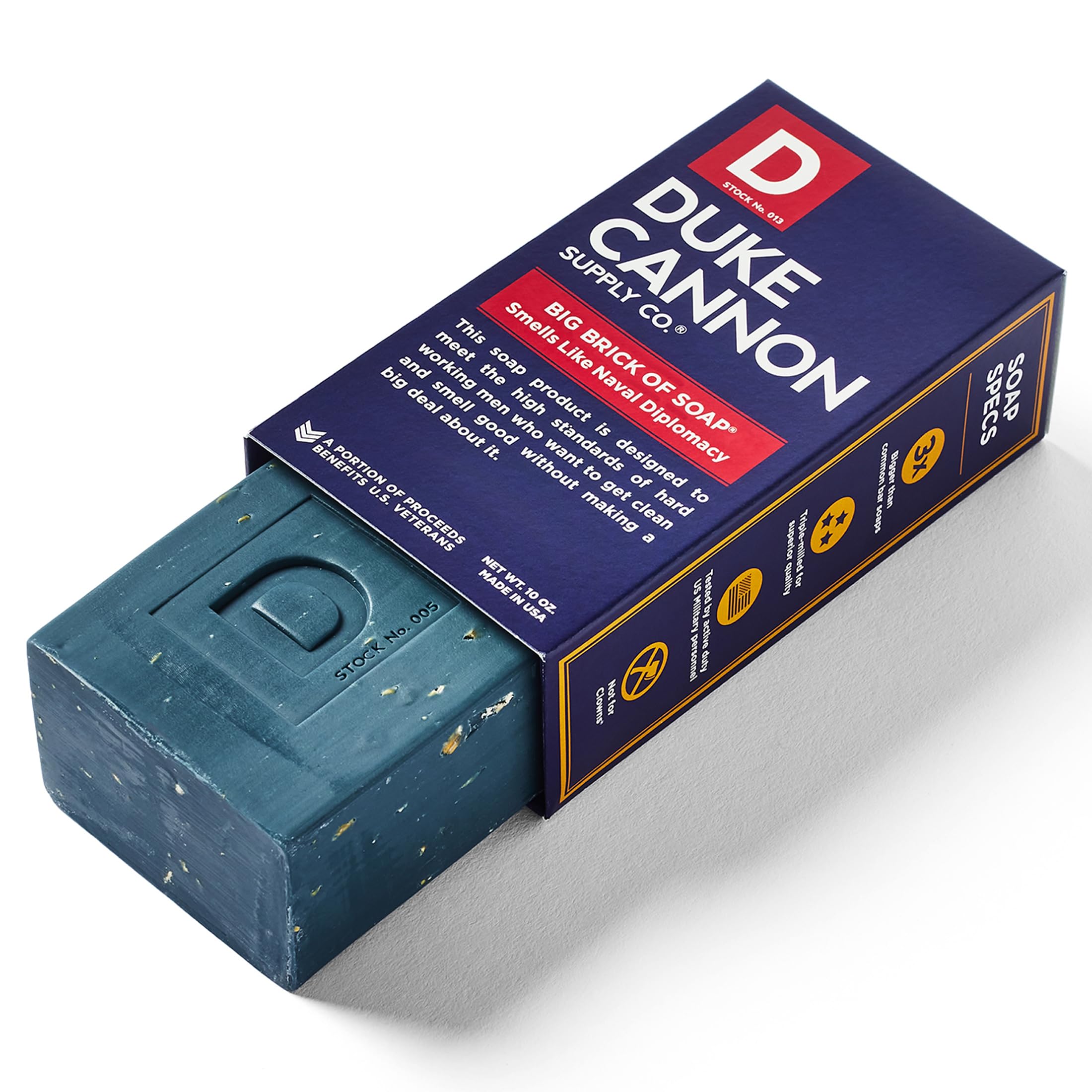 Duke Cannon triple-milled soap lathers densely for tough daily use.