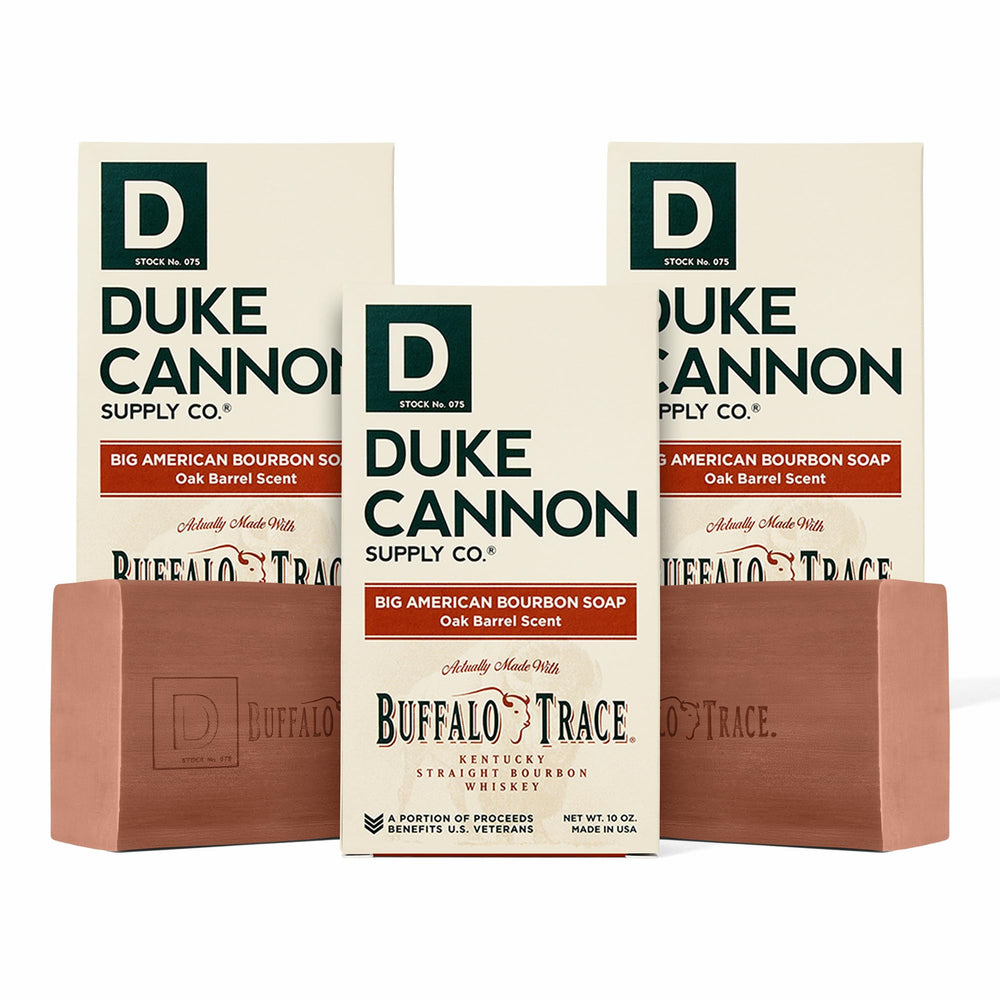 Duke Cannon Big American Bourbon soap bar 10oz pack for rugged daily cleansing.