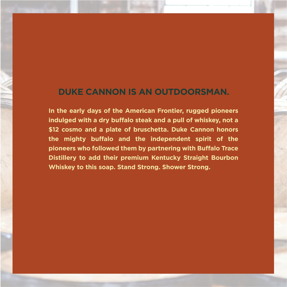 Duke Cannon Big American Bourbon soap bar bourbon-note highlights distinctive aroma for daily showers.