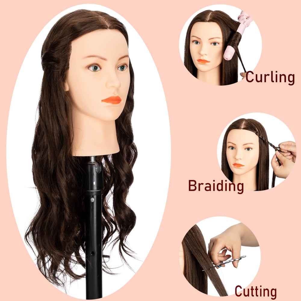 Dukorin mannequin head color four dark brown for color matching and trimming practice