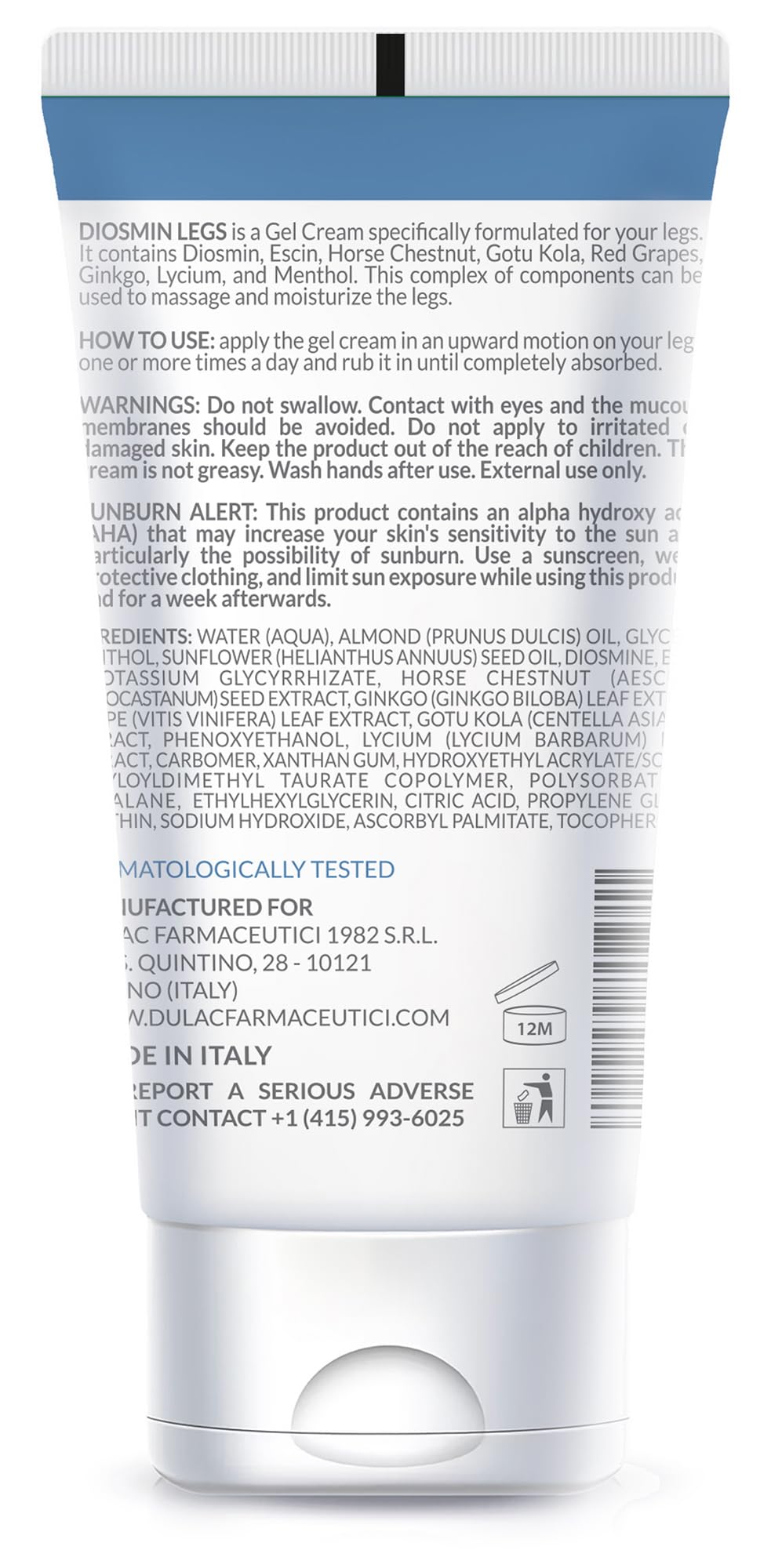 DULÀC Diosmin Legs Gel being applied upward on the leg for circulatory support