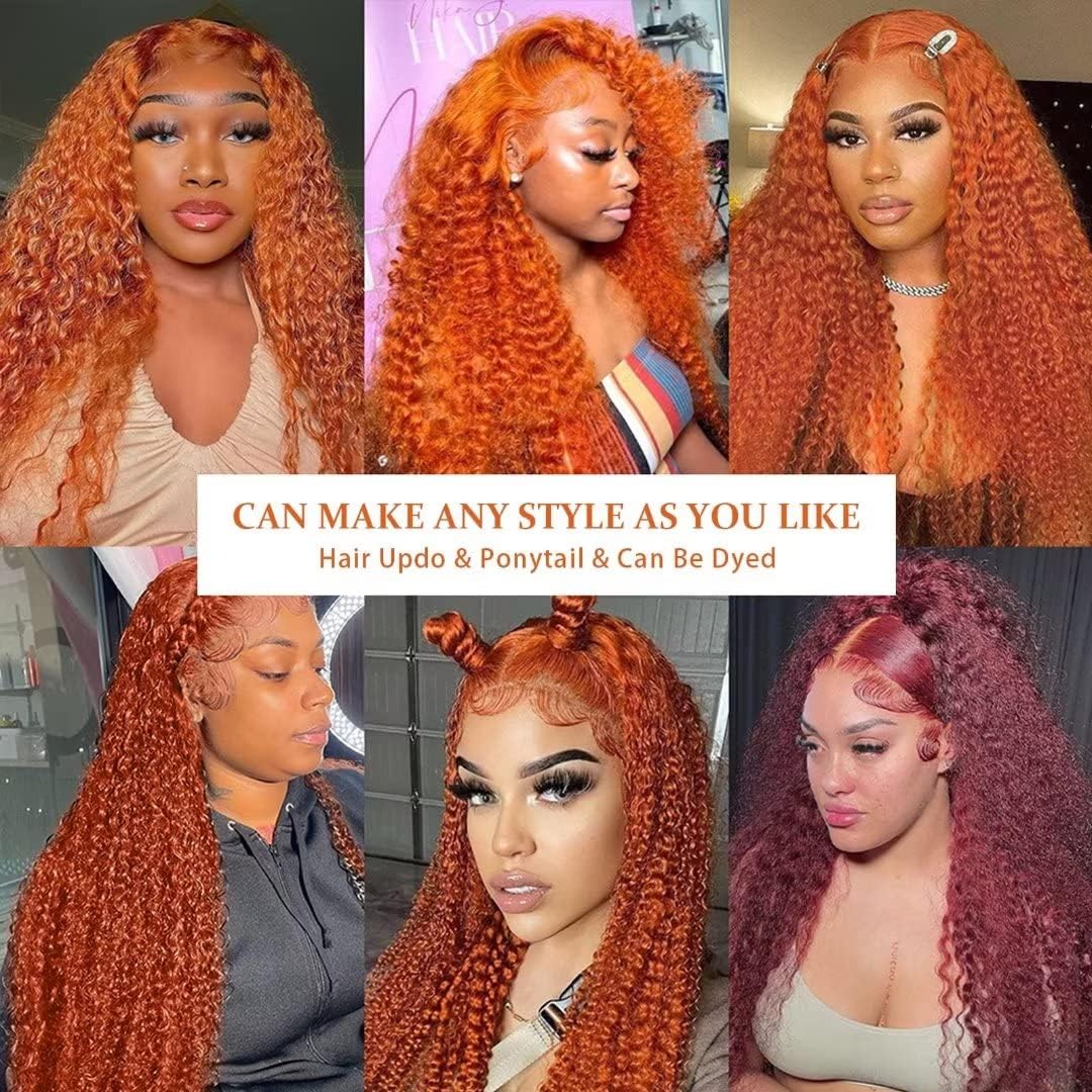 DULTEV Ginger Orange deep wave curls create vibrant style.
