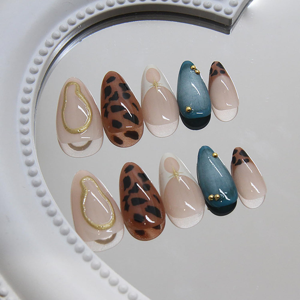 Dulyork 24-piece almond press-on nails set with medium sizes for versatile styling