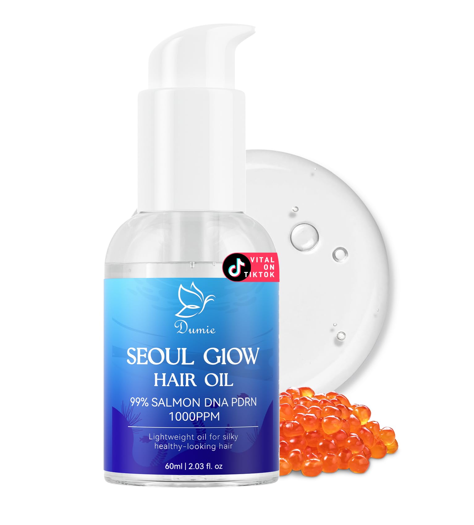 Dumie Salmon DNA PDRN Hair Oil bottle showing deep repair potential