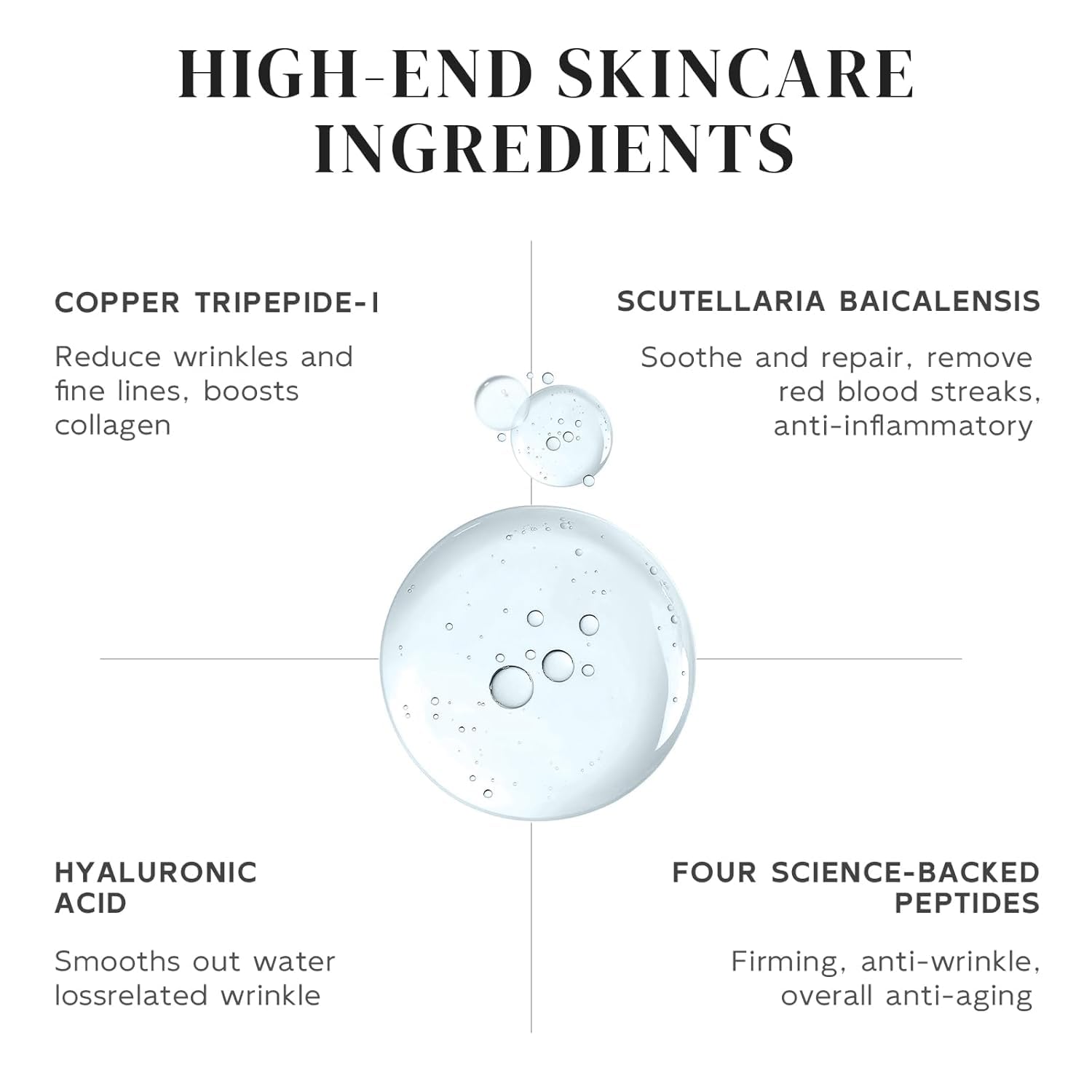Dumie Copper Peptide Serum ingredients highlighted: GHK-Cu, EGF, hyaluronic acid.