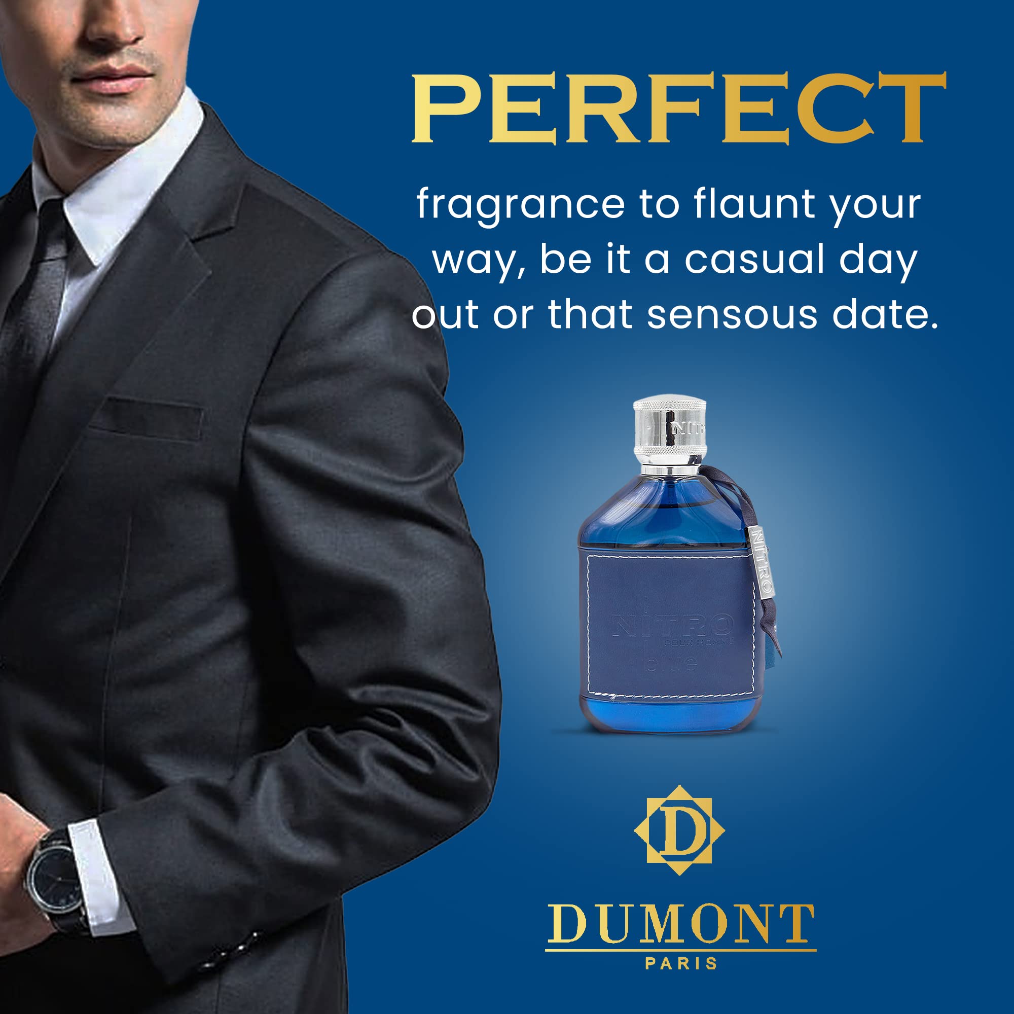 Dumont Nitro Blue cardamom-praline heart detail hints at refined, mood-boosting sophistication.