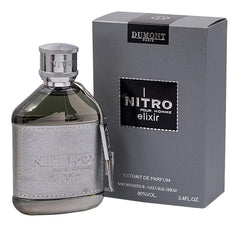 Dumont Nitro Elixir: botella para hombre, lujo duradero para todo el día.