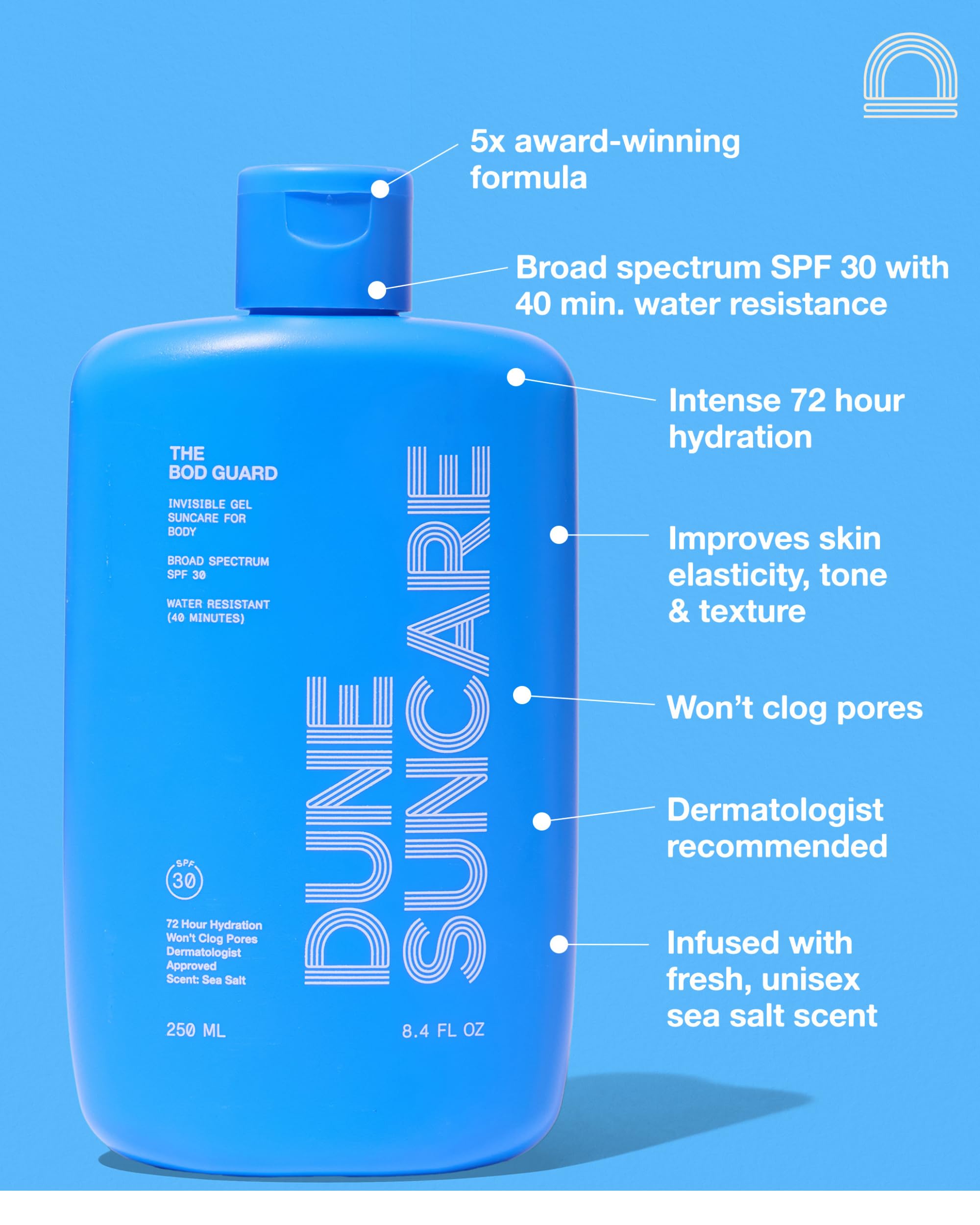 DUNE SUNCARE The Bod Guard texture shows a non-greasy skin feel