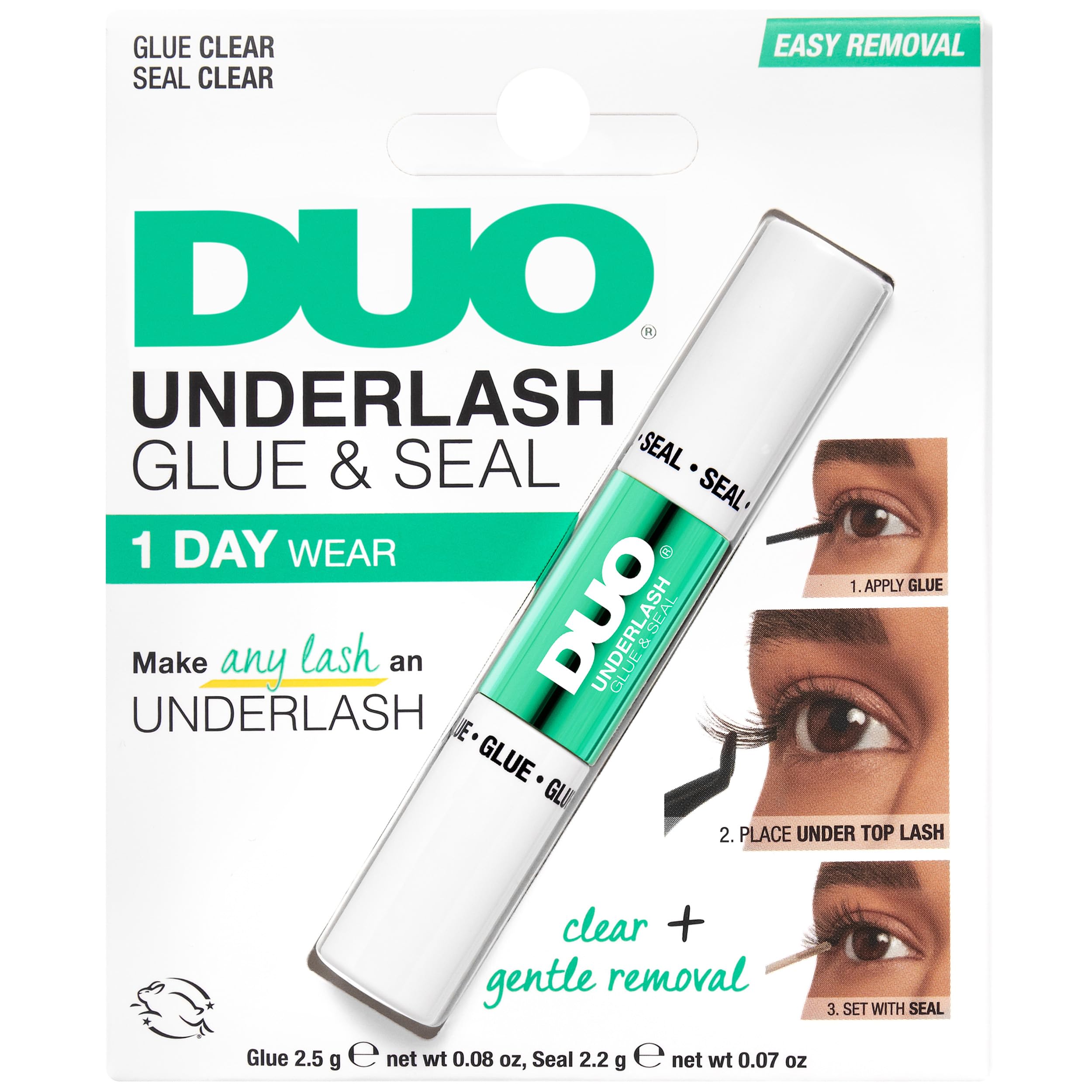 DUO Under Lash Glue & Seal clear glue close-up for precise underlash placement.