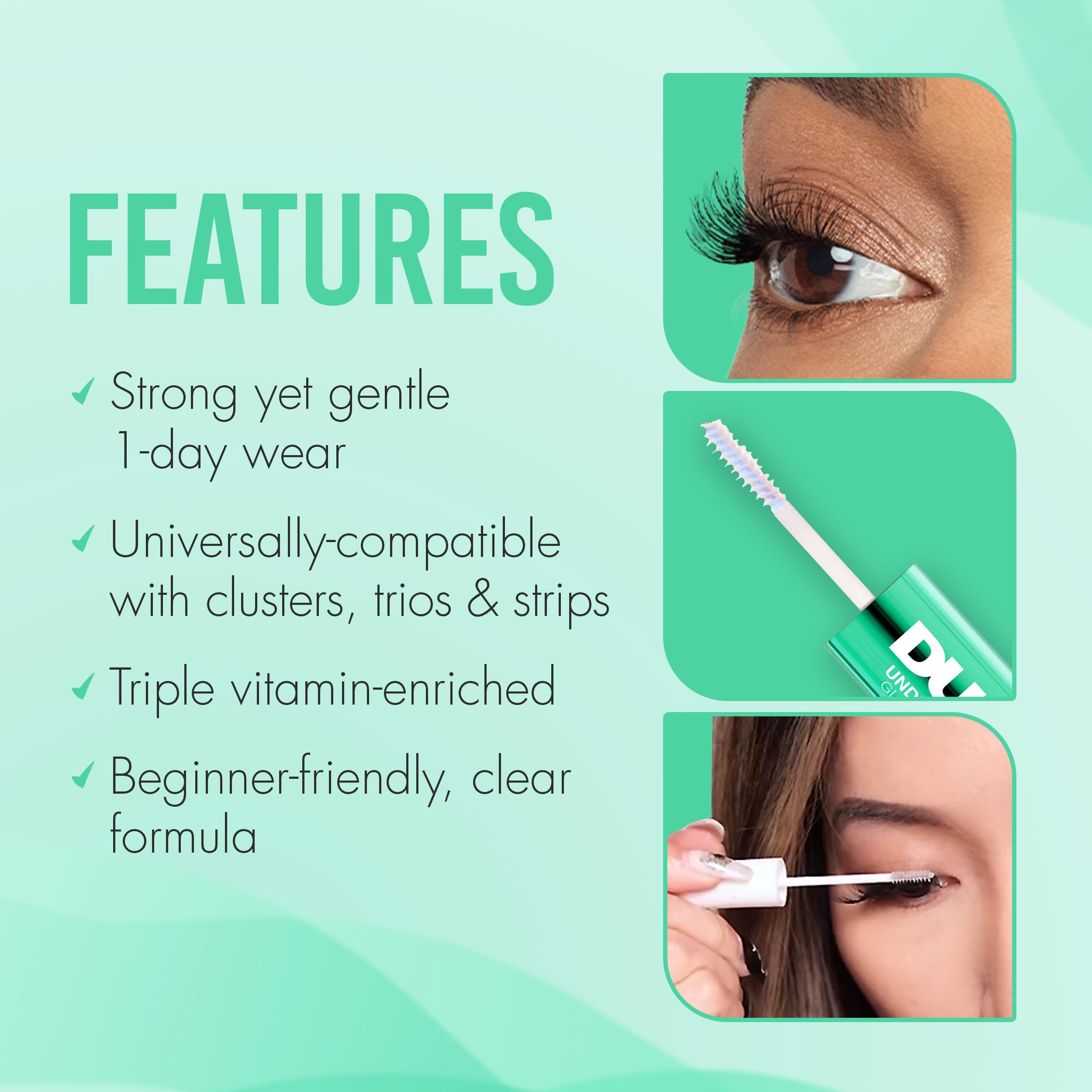 DUO Clear Seal being applied for smooth, all-day lash hold.