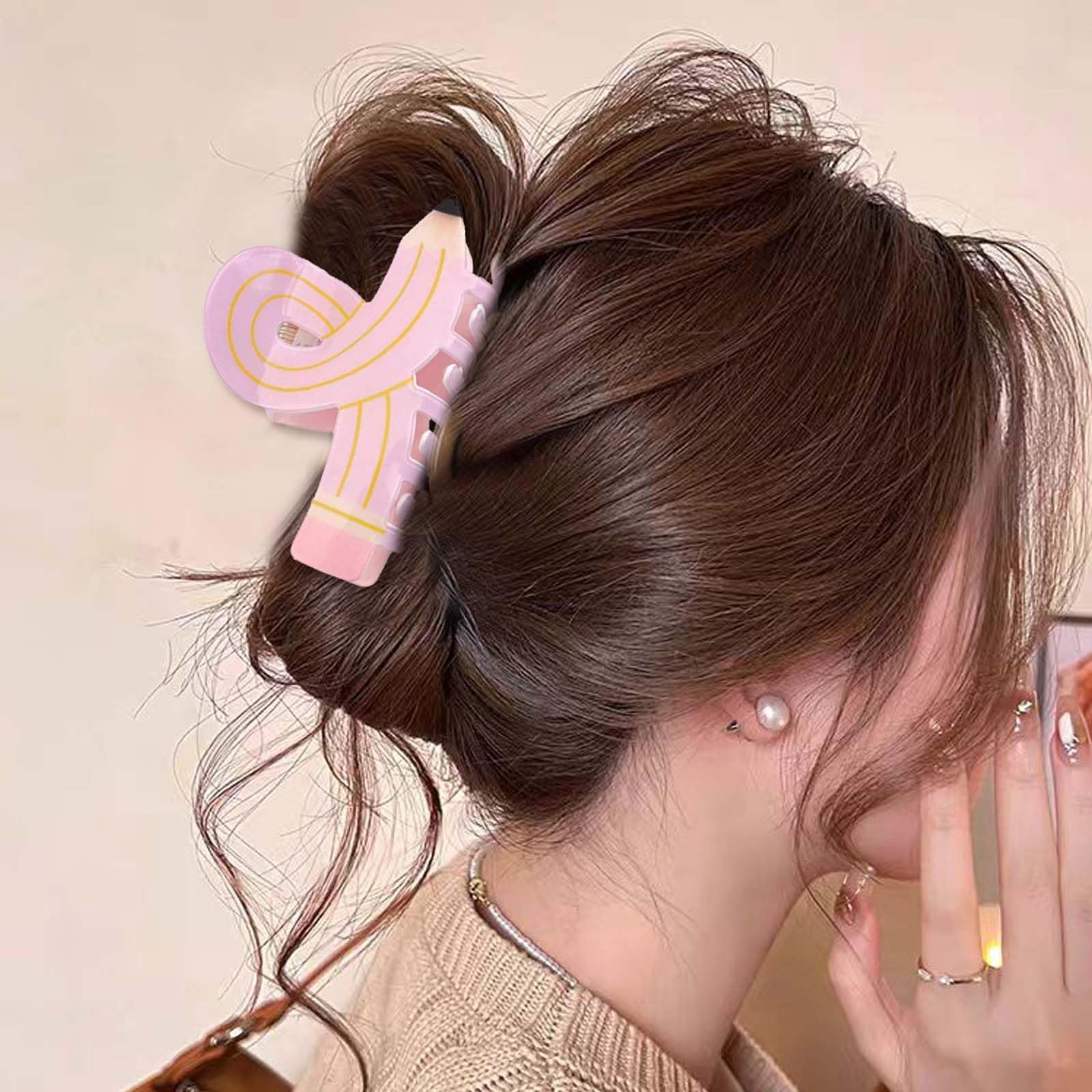 DUOJINSANXI pencil clip with various hairstyles on straight hair