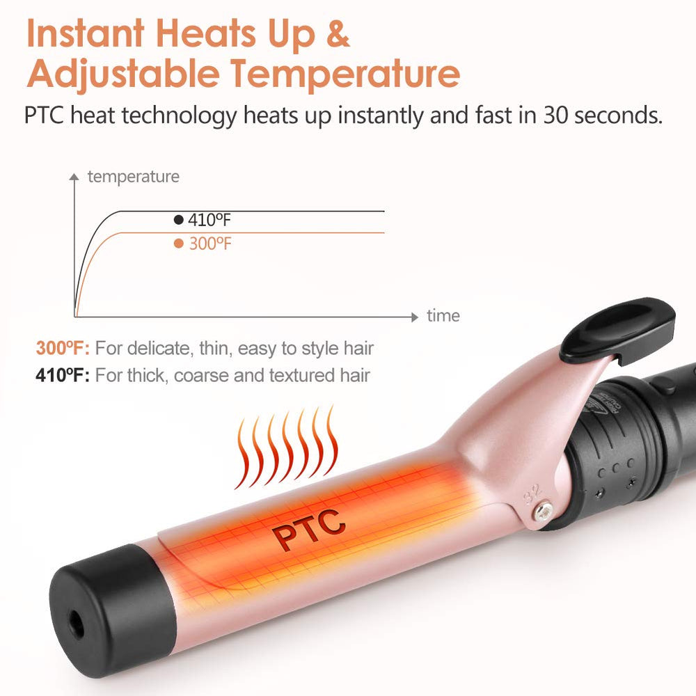 Duomishu 6-in-1 curling iron with 0-74 inch barrel for tight curls.