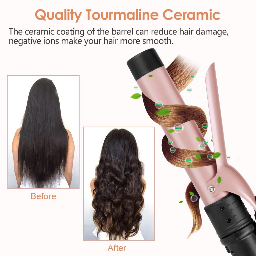 Duomishu 6-in-1 curling iron with 035-070 inch barrel for versatile textures.