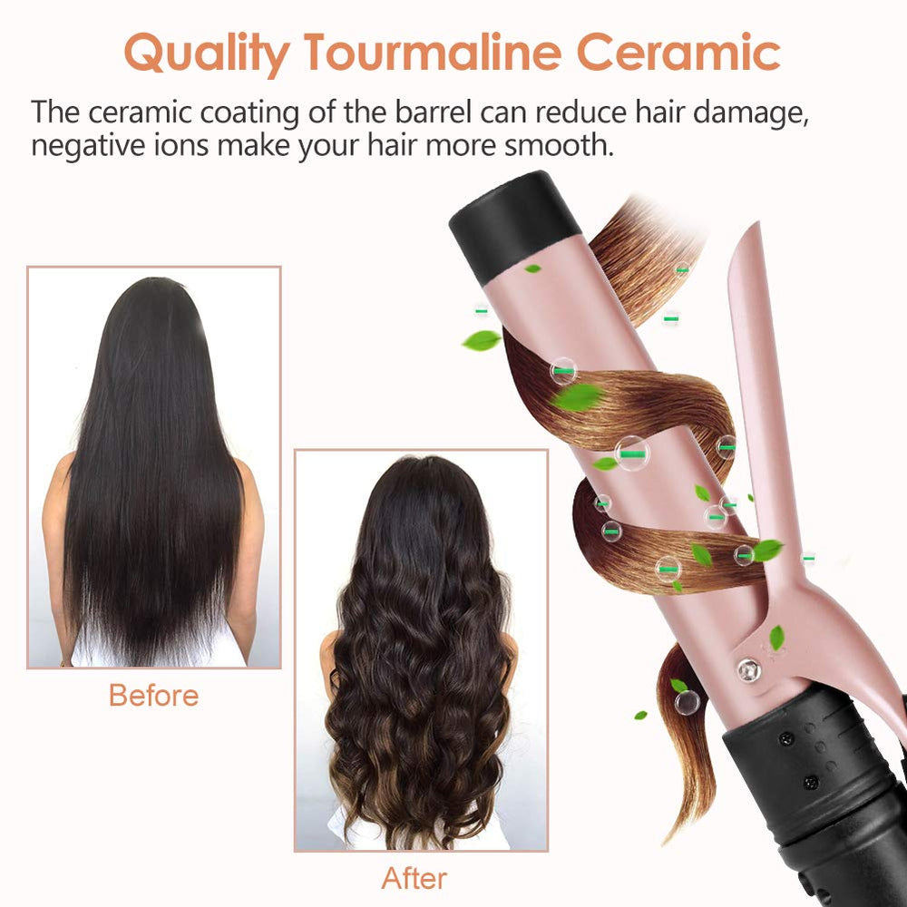Duomishu 6-in-1 curling iron with 035-070 inch barrel for versatile textures.