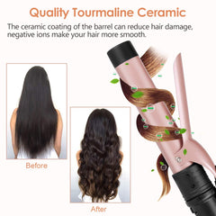 Duomishu 6-in-1 curling iron with 035-070 inch barrel for versatile textures.
