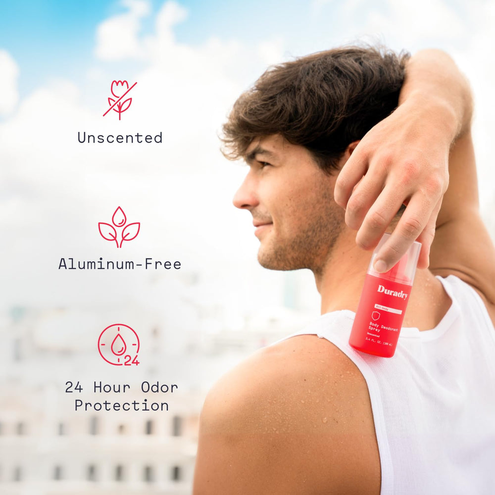 Duradry clear formula shown to avoid staining clothes.