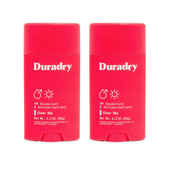 Duradry Clear Sky antiperspirant two-pack bottle for everyday protection.