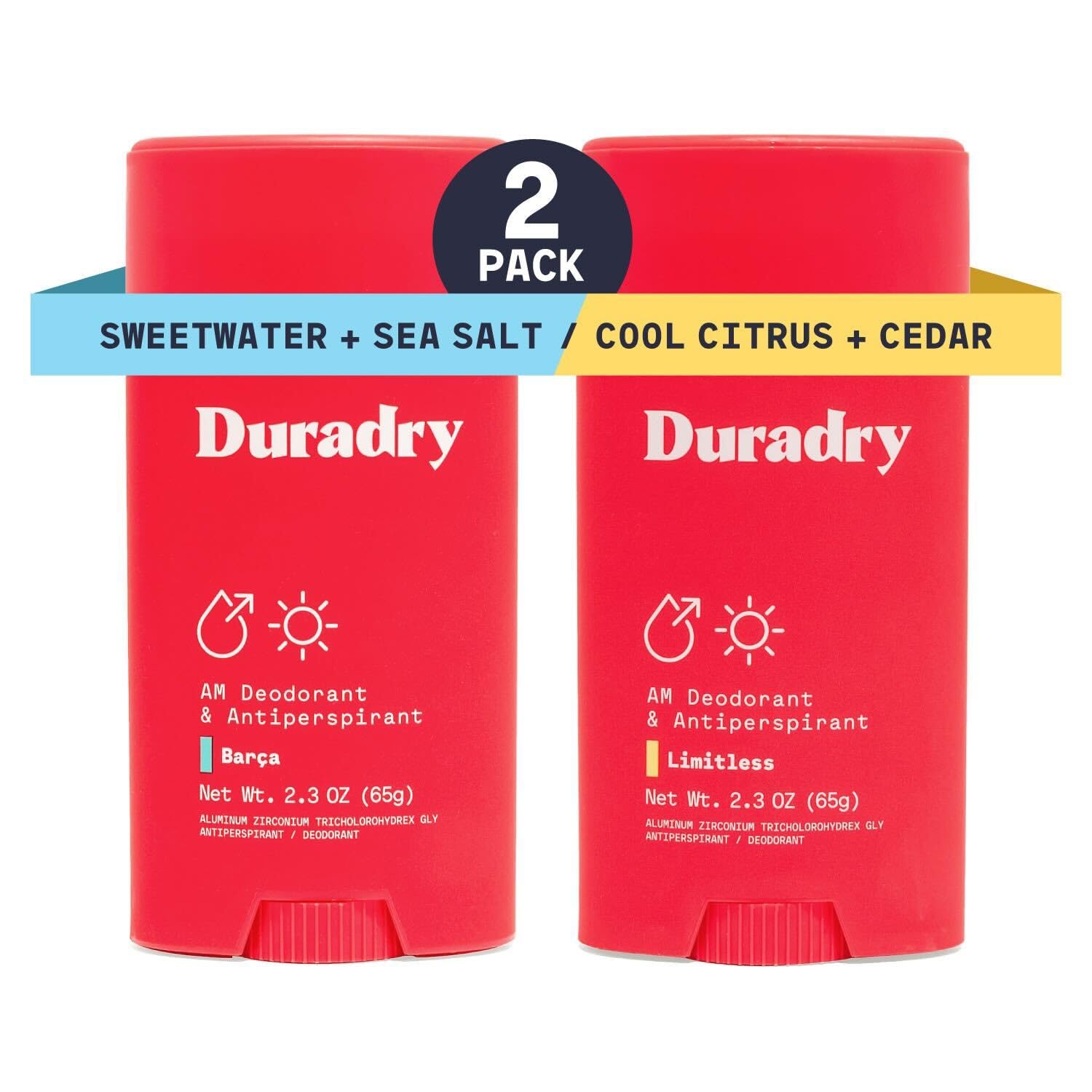 Duradry clinical-strength stick application for all-day underarm dryness.