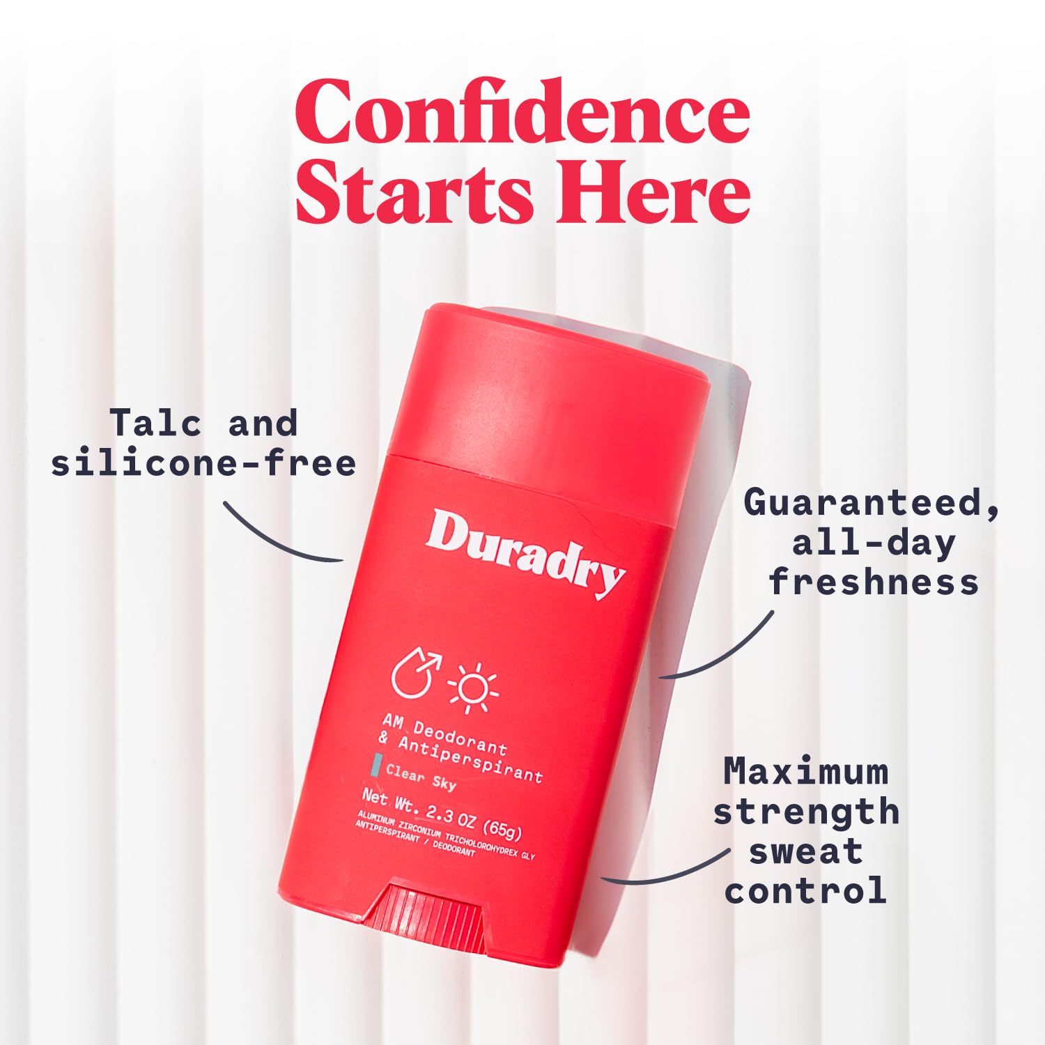 Duradry creamy ultra-dry formula close-up showing smooth glide.
