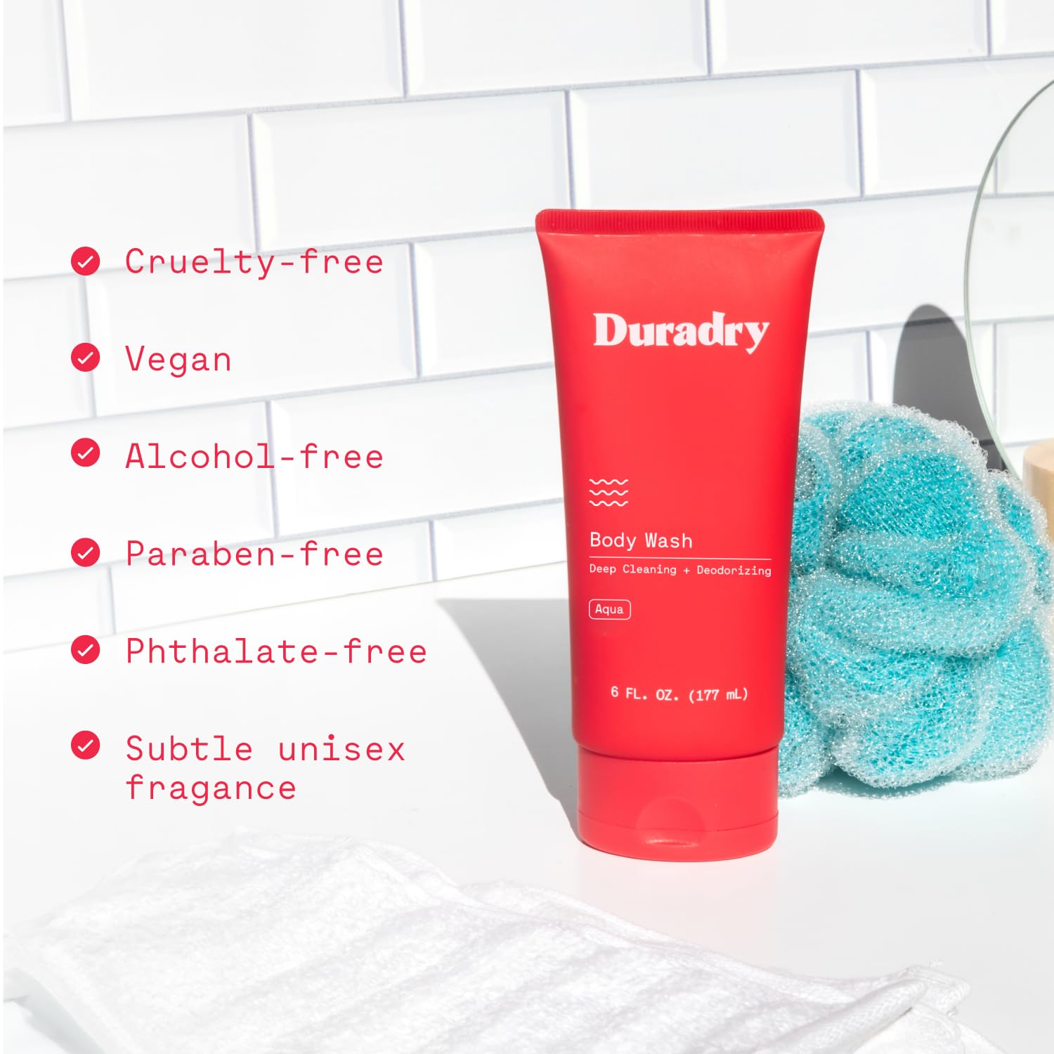 Duradry moisturizing-skin shows hydrated skin after shower.