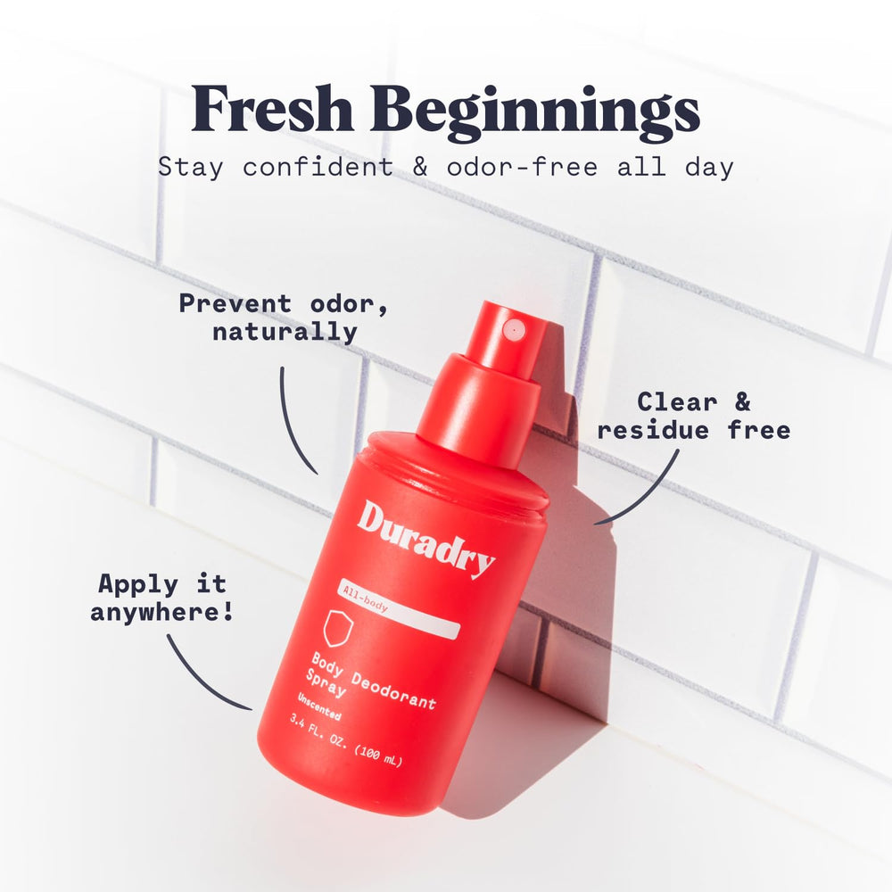 Duradry safe-on-skin use for underarms, chest, and feet.