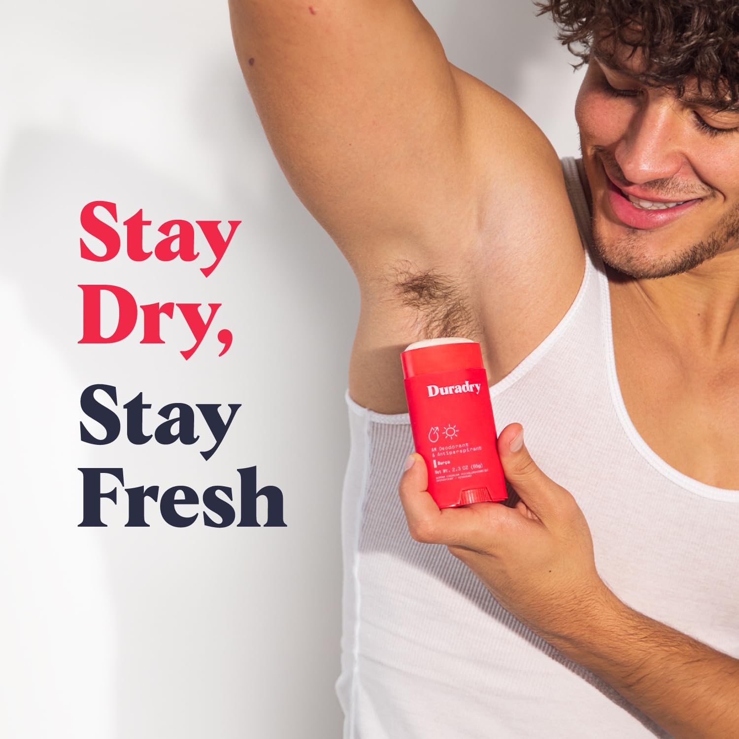 Duradry talc-free clean formula label visible on the packaging.