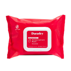 Duradry whole body wipes packaging for travel convenience and discreet protection.