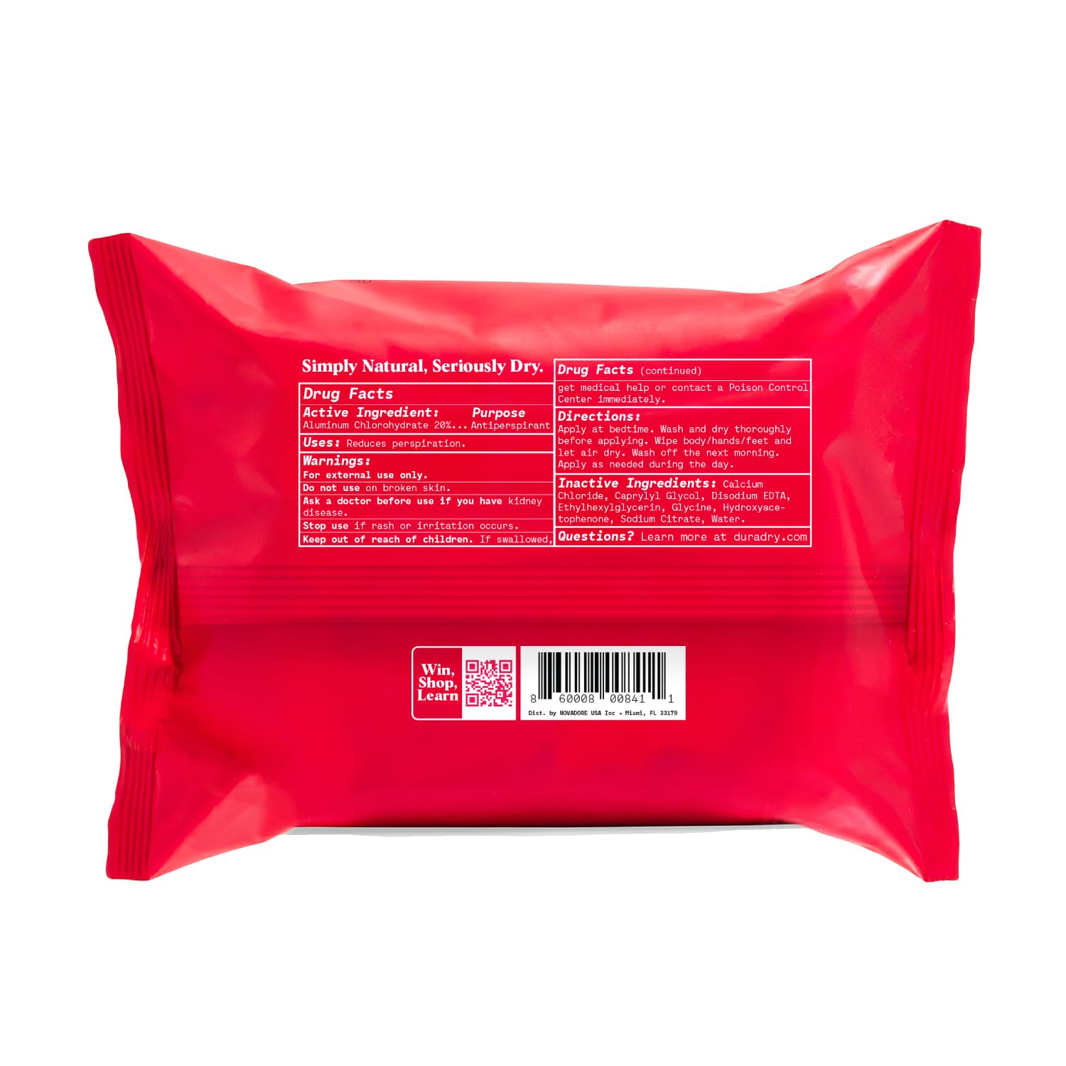 Duradry unscented label communicates fragrance-free formula for sensitive skin.