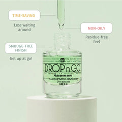 Duri Drop'n Go near-smudge finish on nails showcases salon-like gloss.