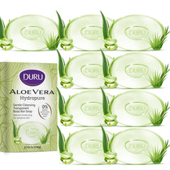 Duru Aloe Vera Glycerin Bar Soap pack hero shows vegan cleansing for sensitive skin.